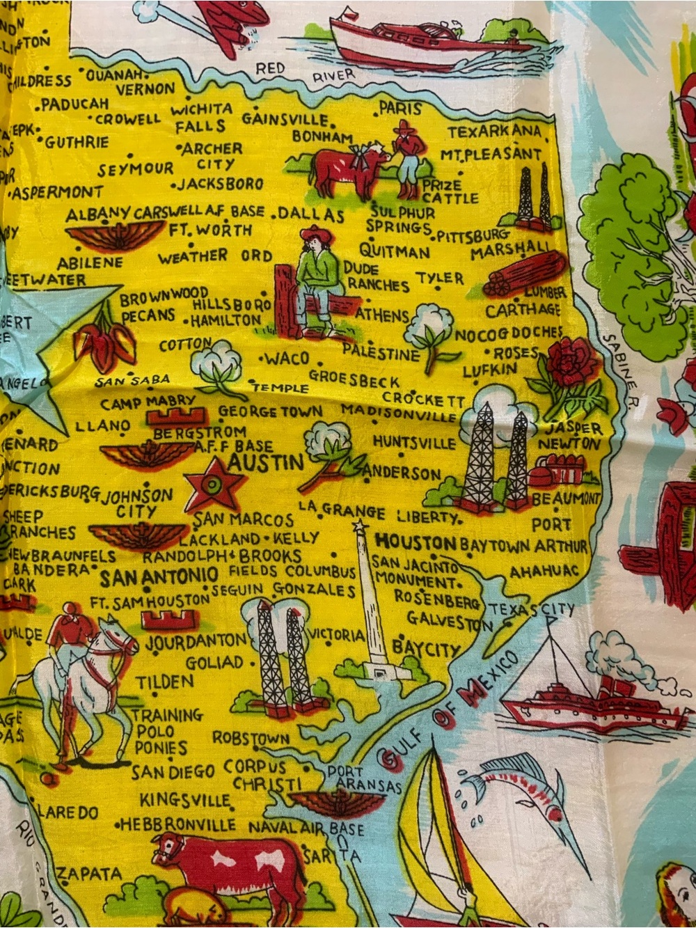 Vintage Texas scarf 1950’s beautiful detail All major tourist sights. - Picture 6 of 15